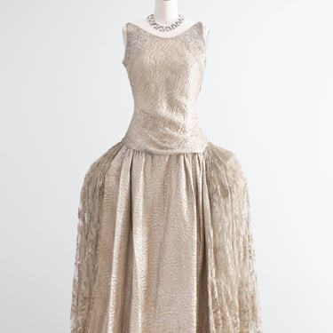 Spectacular 1920's Silver Lamé Robe De Style Evening Dress From Livingston Bros. San Francisco / Small