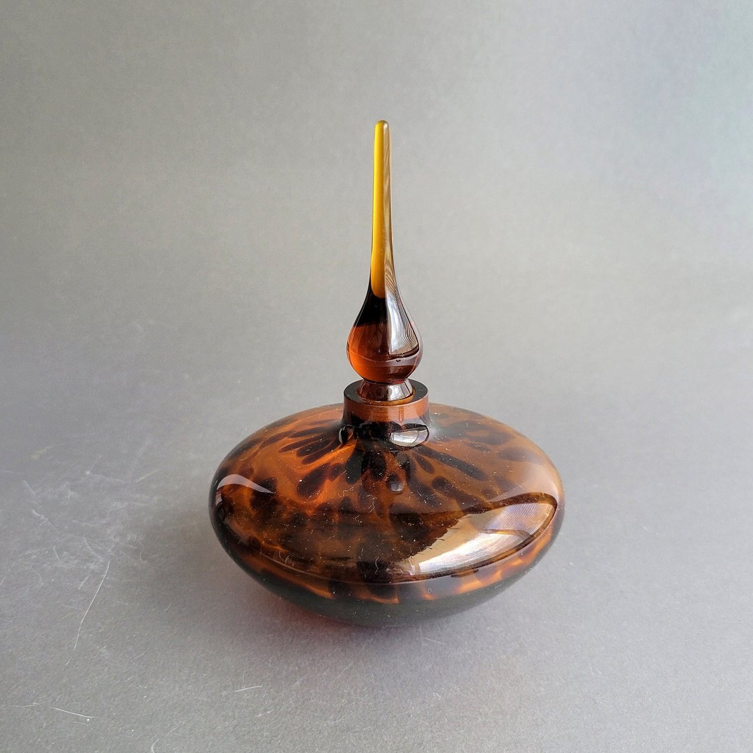 Tortoise perfume bottle Vintage amber glass perfumer Collectible vanity ...