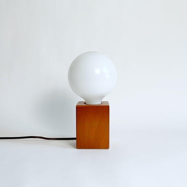 MCM Teak Table Lamp, Globe Bulb, Space Age Era, Vintage 1960's 