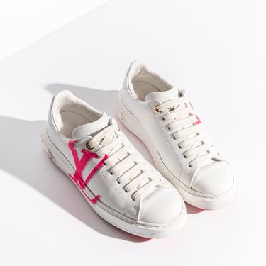 LOUIS VUITTON White & Pink LV Sneakers (Sz. 38)