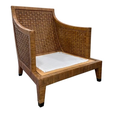 Baker / McGuire French Modern Cognac Woven Cane St. Germain Lounge Chair