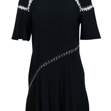 A.L.C. - Black Short Sleeve Grommet Trim Dress Sz 6