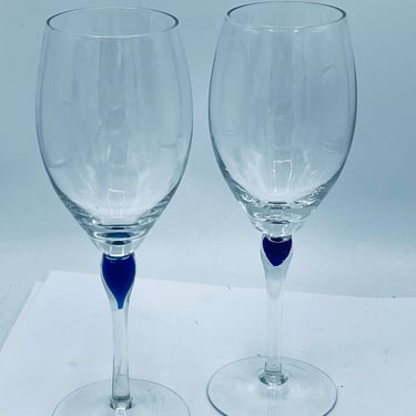 Set of 2 Courvoisier Cristal d Arques VENISE SAPHIR 6-oz Wine Glasses - 9