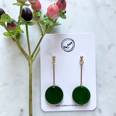 Green Drop Earrings | Resin Earrings | Epoxy Earrings | Geometric Earrings | Art Deco Earrings 