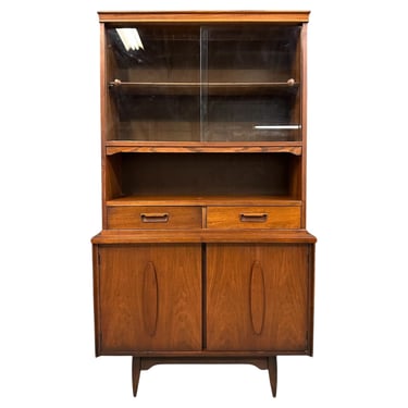 1970s Garrison Mid Century Walnut 2 Door China Cabinet