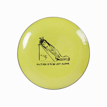 William Steig Enameled Plate Vintage "All I Ask Is To Be Left Alone" 