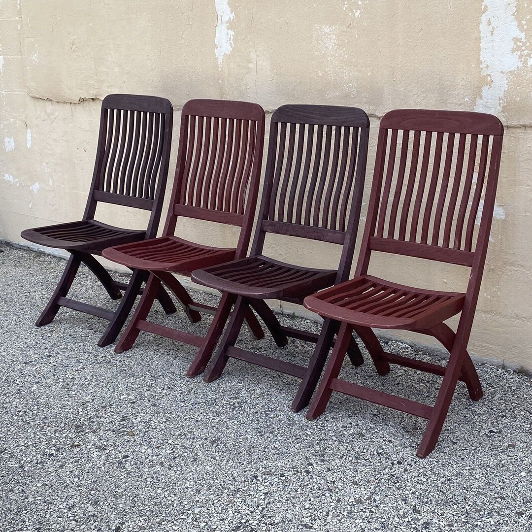Outdoor Classics Distinctive Teak Wood Folding Chairs Set of 4