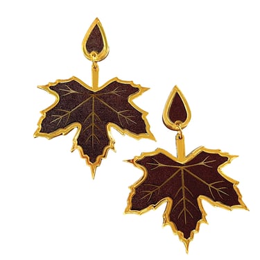 Sample Sale Brown Maple Leaf Statement Earrings