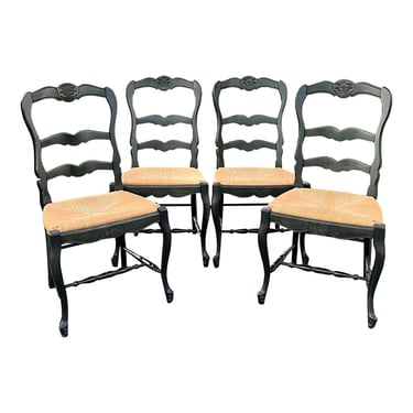 Italian Made Country French Ladder Back Dining Chairs - Set of 4 
