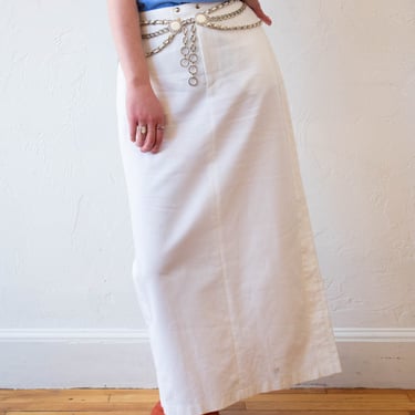 Vintage Fendi White Textured Maxi Skirt M/L