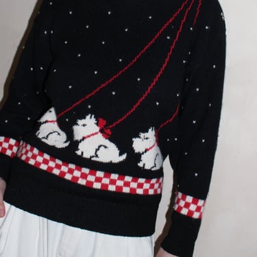 Vintage Dog Embellished Wool Sweater