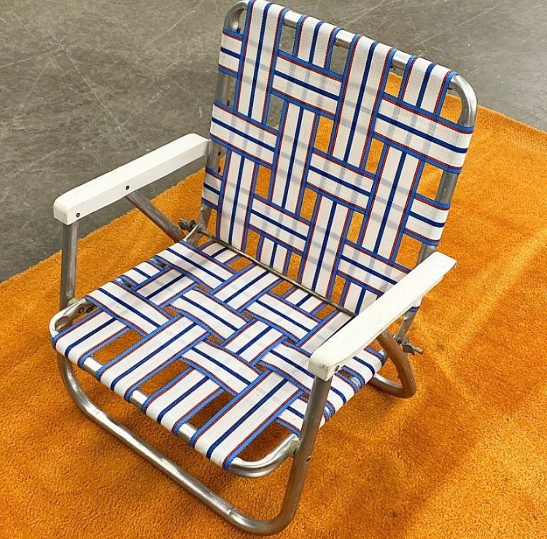 Vintage Beach Chair Retro 1990s Sunbeam + Silver Aluminum