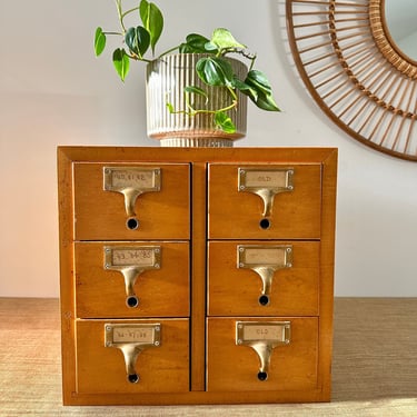 Vintage Gaylord Library Wood Card Catalog - Six Drawer 