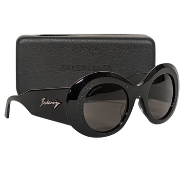 Balenciaga - Black Print Large Round Sunglasses