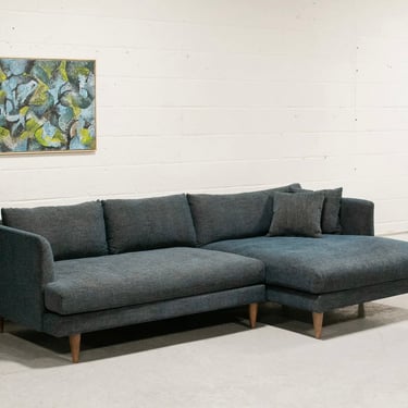 Elisa Blue Sectional Sofa with Chais (Right Facing)