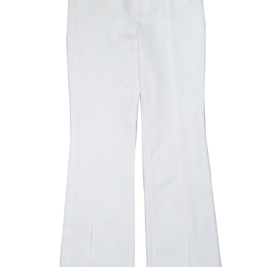Alice & Olivia - Ivory High Waist Flare Trousers w/ Front Calf Slit Sz 6