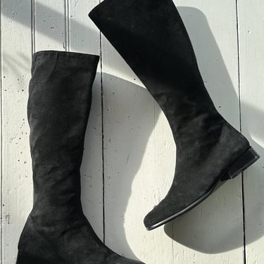 Late 1980s Bloomingdale's Italian Suede Knee High Boot 