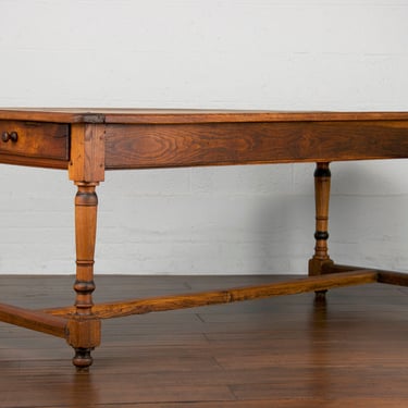19th Century Country French Provincial Oak Farmhouse Trestle Dining Table 