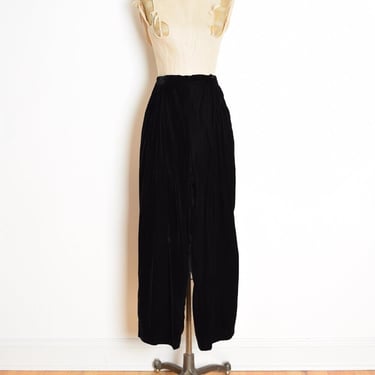 vintage 80s pants black velvet high waisted wide leg simple basic trousers M clothing 