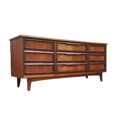 Free Shipping Within Continental US - Vintage Mid Century Modern 9 Drawer Dresser Dovetail Drawers Cabinet Storage 