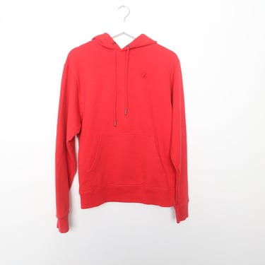 vintage red CHAMPION hoodie with grey lined hood, RED vintage sweatshirt ---size Small 