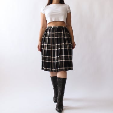 Vintage Plaid Pleated Skirt - W30