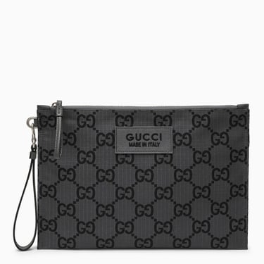 Gucci Dark Grey And Black Pouch With Gg Motif Men