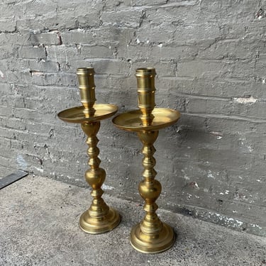 Pair of Brass Candlestands