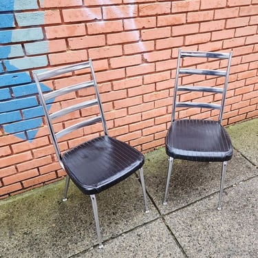 Mid Century Chrome Ladder-back Dinette Chairs, $67 pair.