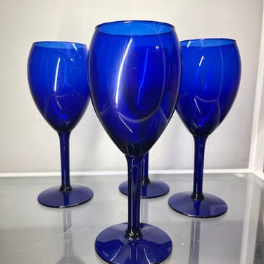 Cobalt Blue Wine Glasses Set of Four 