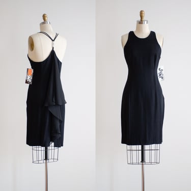 black mini dress y2k vintage minimalist black chiffon racerback party dress 