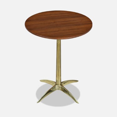 Mid-Century Modern Walnut Side Table with Brass Star Base