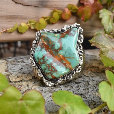 Massive Royston Turquoise Free-Form Sterling Cuff Bracelet By Lee Bennett, Navajo Native American, 5.625