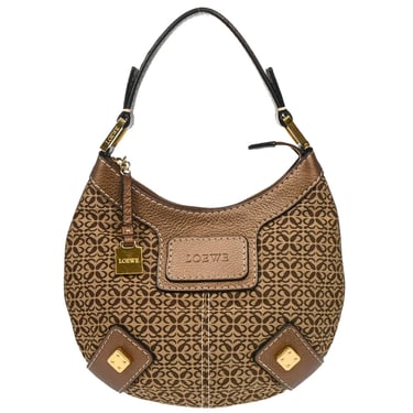 Loewe Brown Canvas Leather Handbag