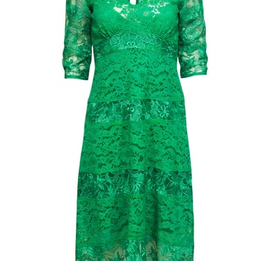Tracy Reese - Green Lace Crop Sleeve Dress Sz 4