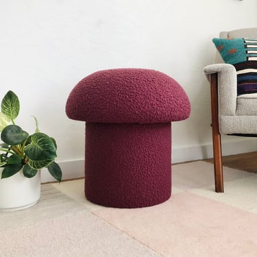 Mushroom Ottoman in Orchid Boucle 