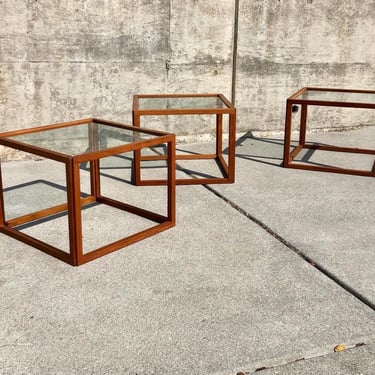 Vintage Teak Cube Side Tables by Kai Kristiansen (set of 3) 