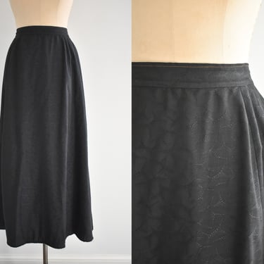 Victorian/Edwardian Black Wool Blend Patterned Skirt 