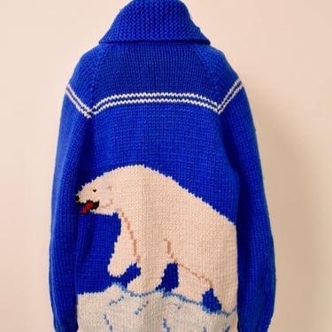 Royal Blue Polar Bear Cowichan Sweater