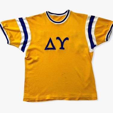Vintage 1960s Durene FRATERNITY Jersey Shirt ~ fits S to M ~ Delta Upsilon ~ 60s Knit T-Shirt 