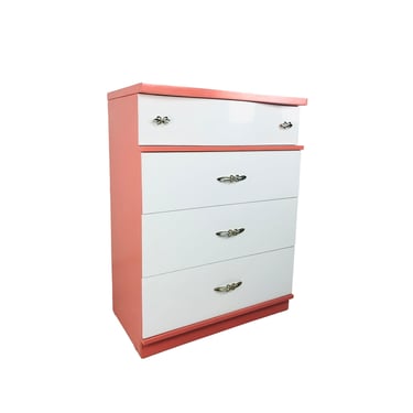 #6535 Pink & White Tall Dresser