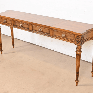 Karges French Regency Louis XVI Burled Walnut Extension Console Table or Server, Circa 1960s