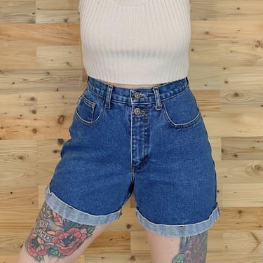 90's Vintage Cuffed Jean Shorts / Size 26 