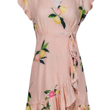 Rails - Peach Floral and Fruit Print Wrap Dress Sz S