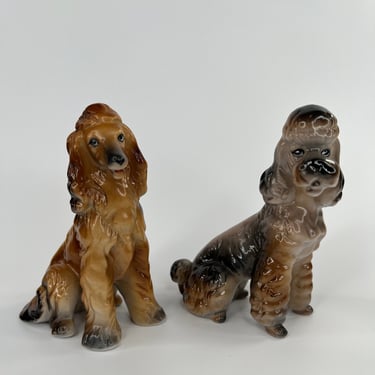 Vintage Porcelain Poodle and Afghan Figurines 