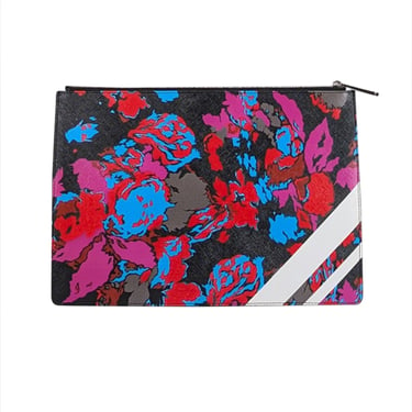 Givenchy - Black & Multi-Color Floral Print Zipper Clutch