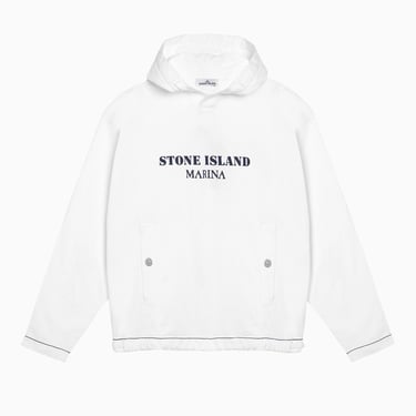 Stone Island White Cotton Hoodie With Logo Men