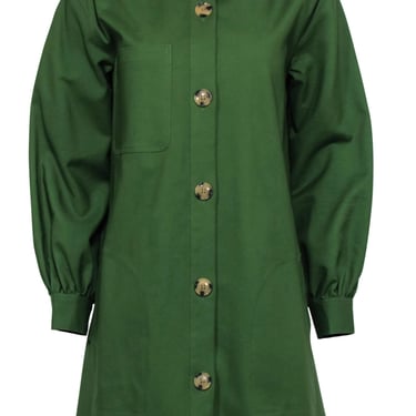 Tuckernuck - Green Button Front Collarless Jacket Sz S