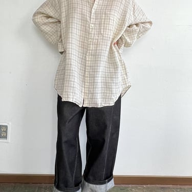 Neutral Plaid Linen Shirt (XL)