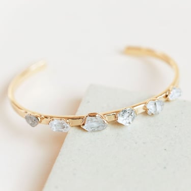 herkimer diamond cuff | herkimer bracelet | raw diamond bangle | april birthstone cuff | april birthstone bracelet | raw quartz cuff 